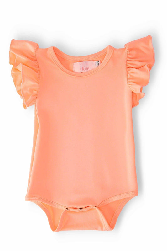 Neon Coral S/S Flutter Bodysuit - Mila & Rose ® - Flyclothing LLC
