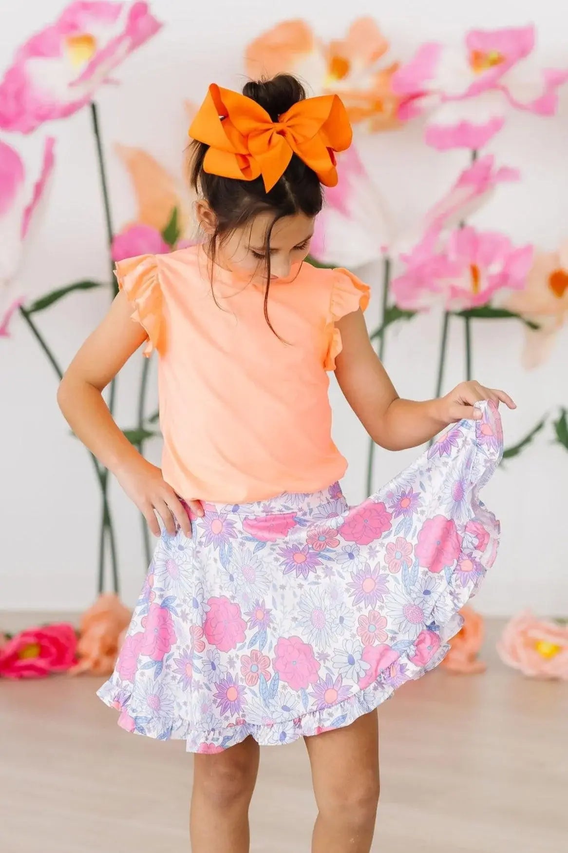 Neon Coral S/S Ruffle Tee - Mila & Rose ® - Flyclothing LLC