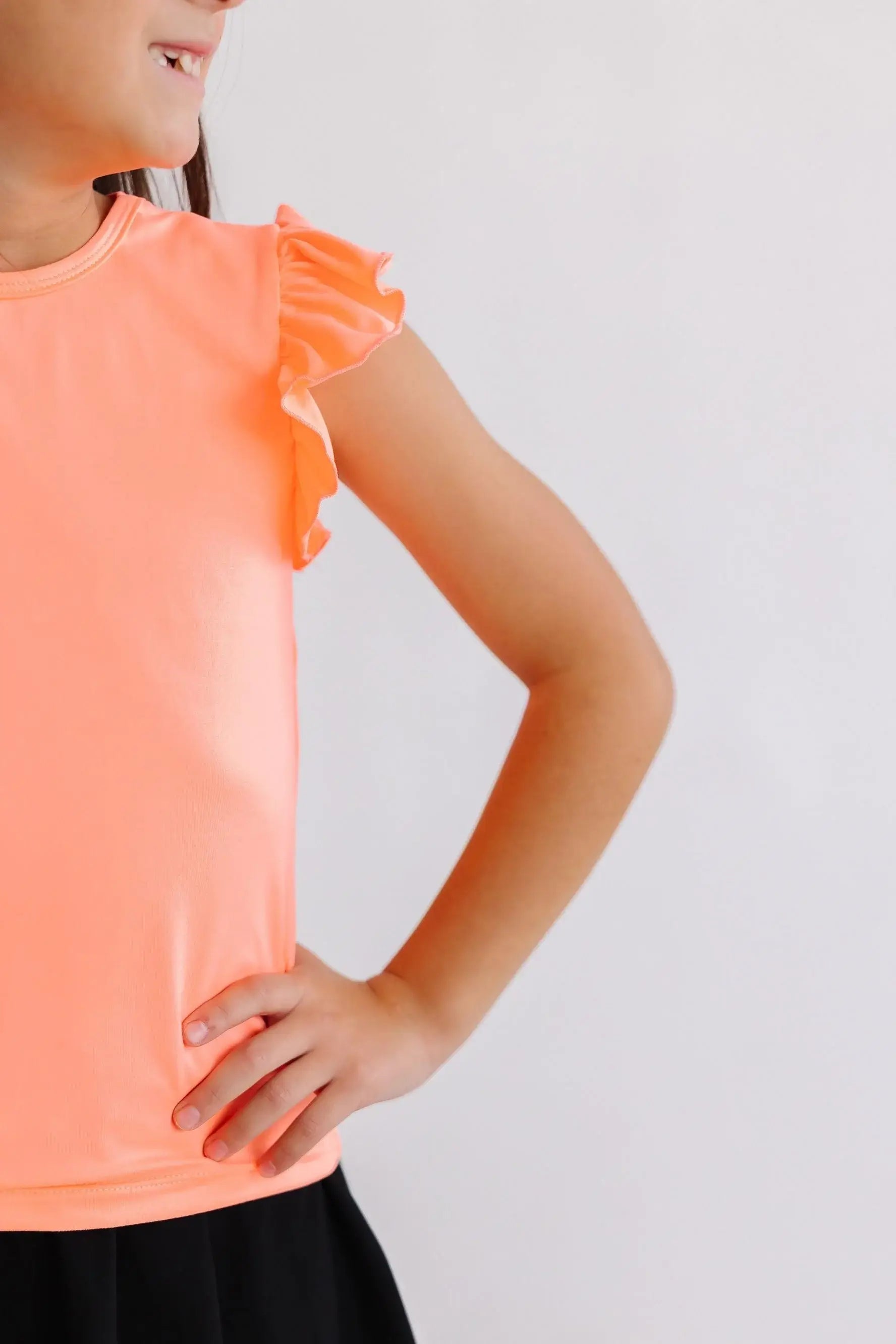 Neon Coral S/S Ruffle Tee - Mila & Rose ® - Flyclothing LLC