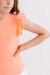 Neon Coral S/S Ruffle Tee - Mila & Rose ® - Flyclothing LLC