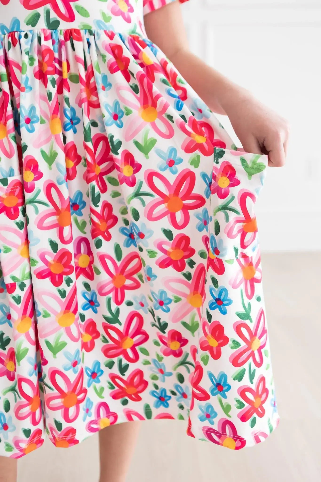 Neon Floral S/S Pocket Twirl Dress - Mila & Rose ® - Flyclothing LLC