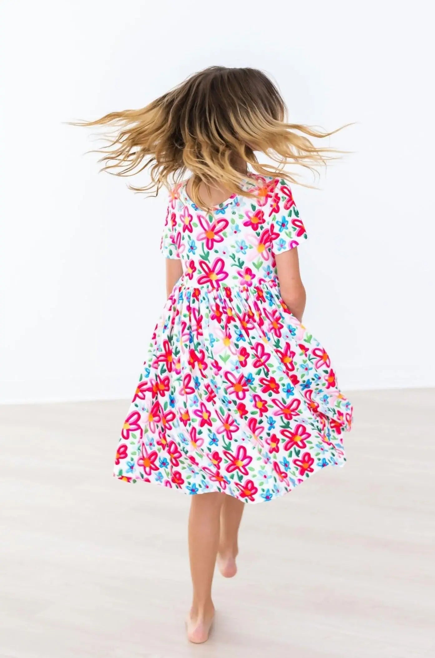 Neon Floral S/S Pocket Twirl Dress - Mila & Rose ® - Flyclothing LLC