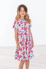 Neon Floral S/S Pocket Twirl Dress - Mila & Rose ® - Flyclothing LLC