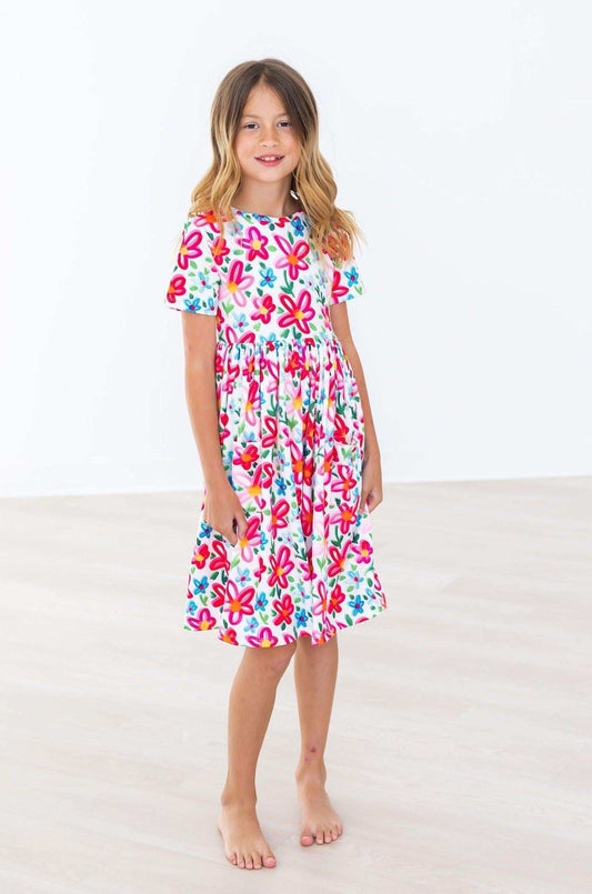 Neon Floral S/S Pocket Twirl Dress - Mila & Rose ® - Flyclothing LLC