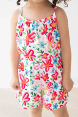 Neon Floral Strappy Play Romper - Mila & Rose ® - Flyclothing LLC