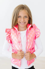 Neon Pink Checker Puffer Vest - Mila & Rose ® - Flyclothing LLC