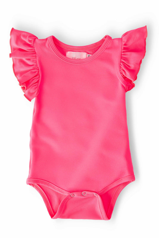 Neon Pink S/S Flutter Bodysuit - Mila & Rose ® - Flyclothing LLC