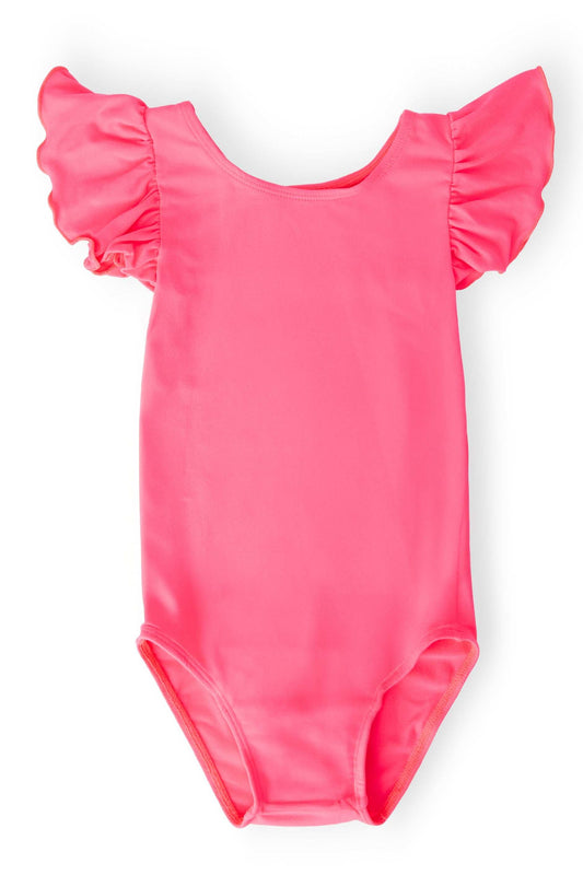 Neon Pink S/S Flutter Sleeve Leotard - Mila & Rose ® - Flyclothing LLC