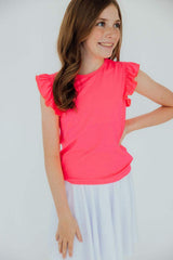Neon Pink S/S Ruffle Tee - Mila & Rose ® - Flyclothing LLC