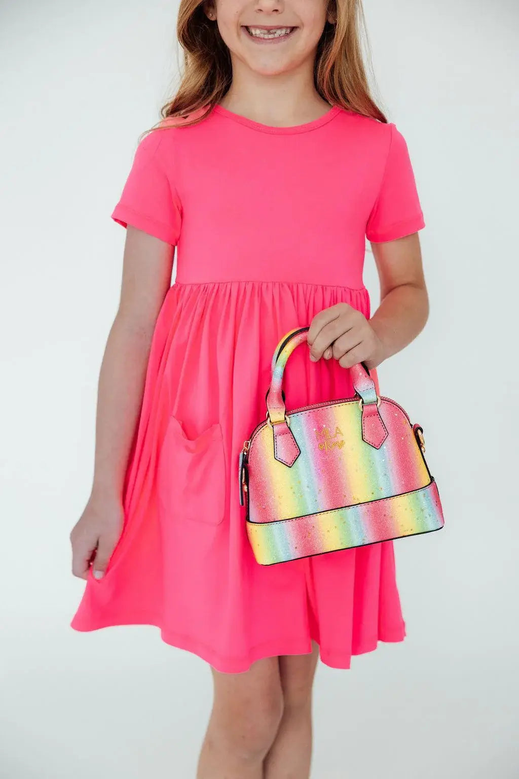 Neon Rainbow Glitter Girl's Crossbody Purse - Mila & Rose ® - Flyclothing LLC