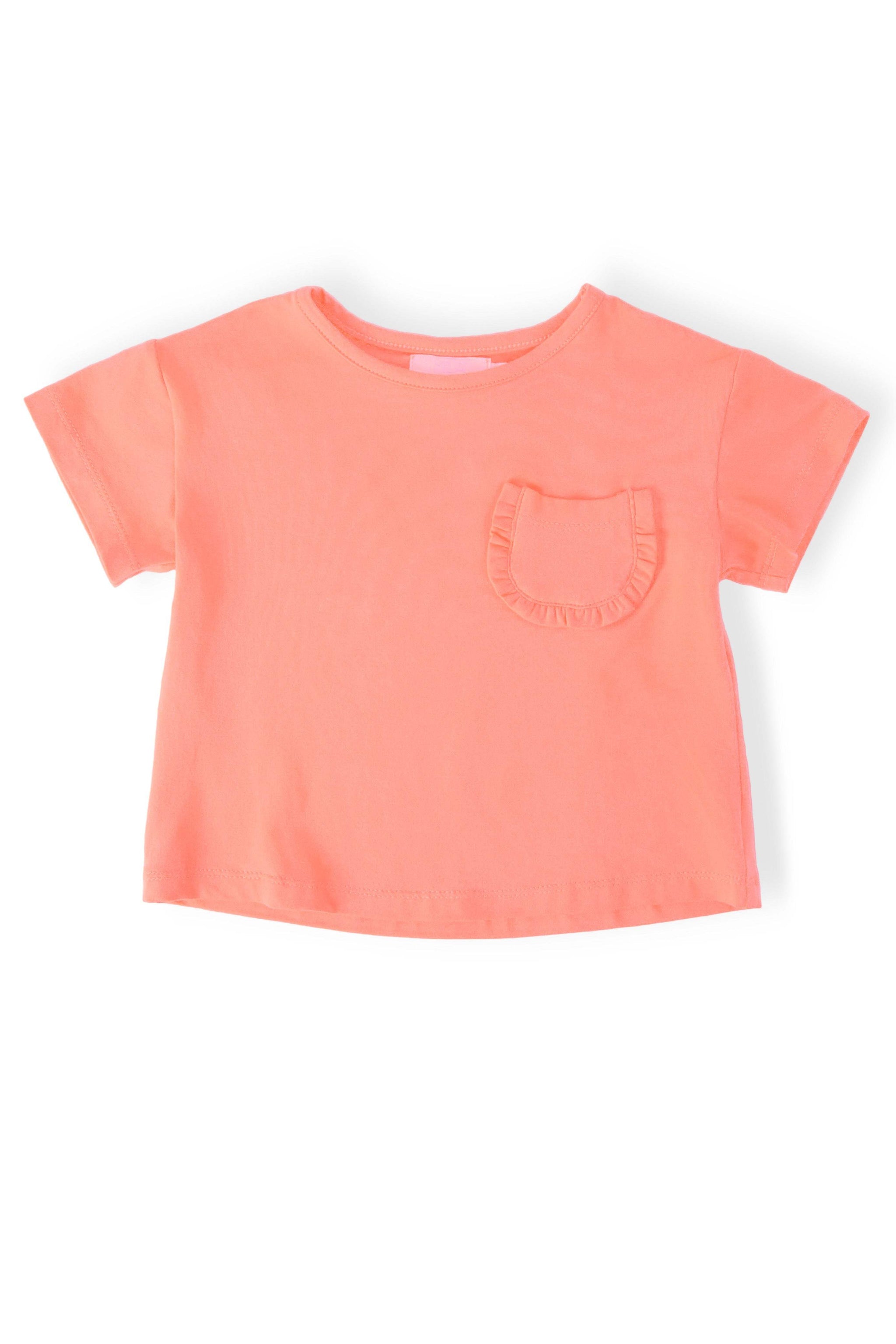 Neon Coral Ruffle Pocket Tee - Mila & Rose ® - Flyclothing LLC