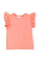 Neon Coral S/S Ruffle Tee - Mila & Rose ® - Flyclothing LLC