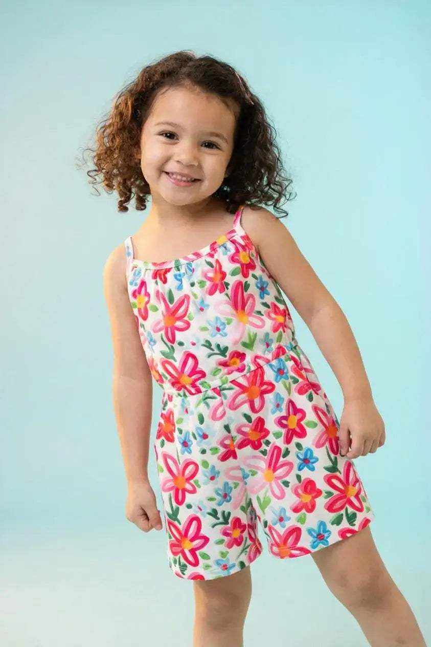 Neon Floral Strappy Play Romper - Mila & Rose ® - Flyclothing LLC
