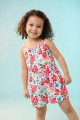Neon Floral Strappy Play Romper - Mila & Rose ® - Flyclothing LLC