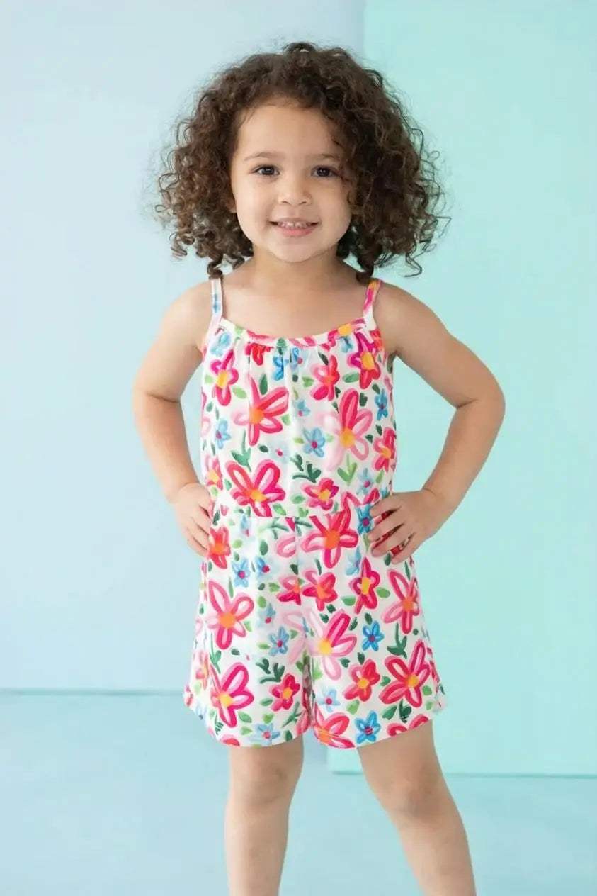 Neon Floral Strappy Play Romper - Mila & Rose ® - Flyclothing LLC