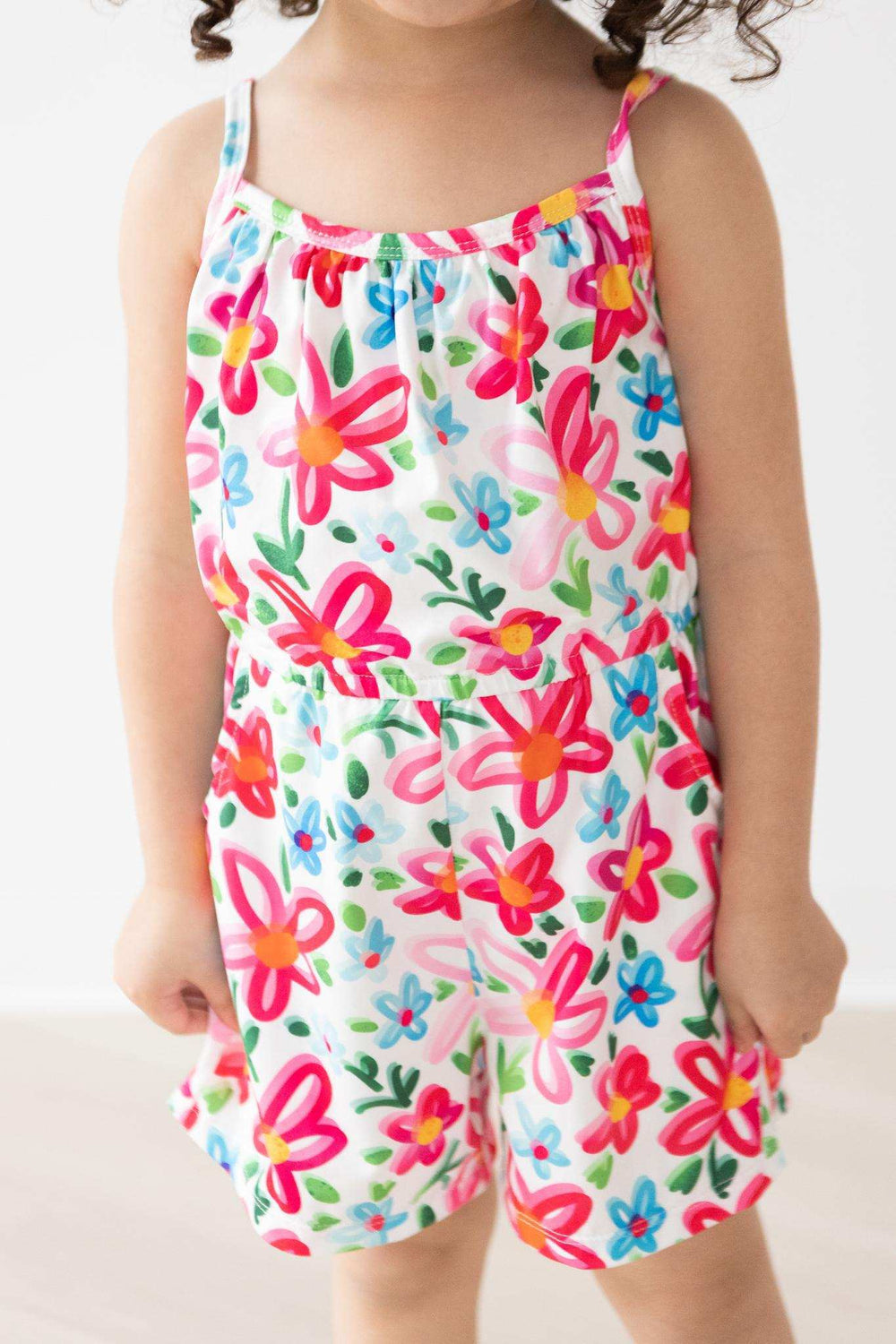 Neon Floral Strappy Play Romper - Mila & Rose ® - Flyclothing LLC