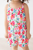 Neon Floral Strappy Play Romper