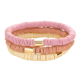 3PCS Metal Cylinder Heishi Beaded Stretch Bracelets - Madeline Love - Flyclothing LLC