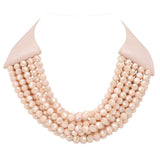 Chunky Acrylic Beaded Multi Layered Faux Leather Necklace - Madeline Love - Flyclothing LLC