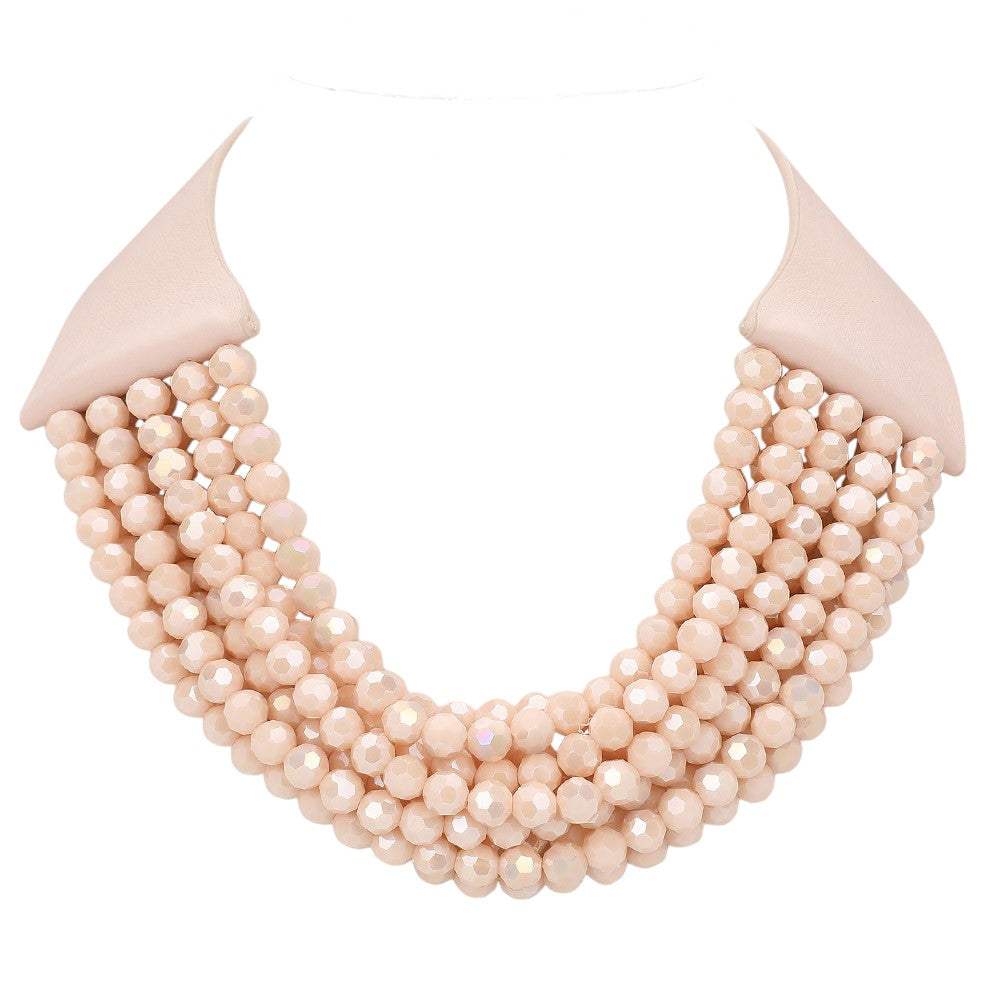 Chunky Acrylic Beaded Multi Layered Faux Leather Necklace - Madeline Love - Flyclothing LLC