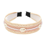 Pearl Puka Shell Embellished Woven Straw Headband - Madeline Love - Flyclothing LLC