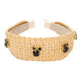 Stone Embellished Woven Straw Headband - Madeline Love - Flyclothing LLC