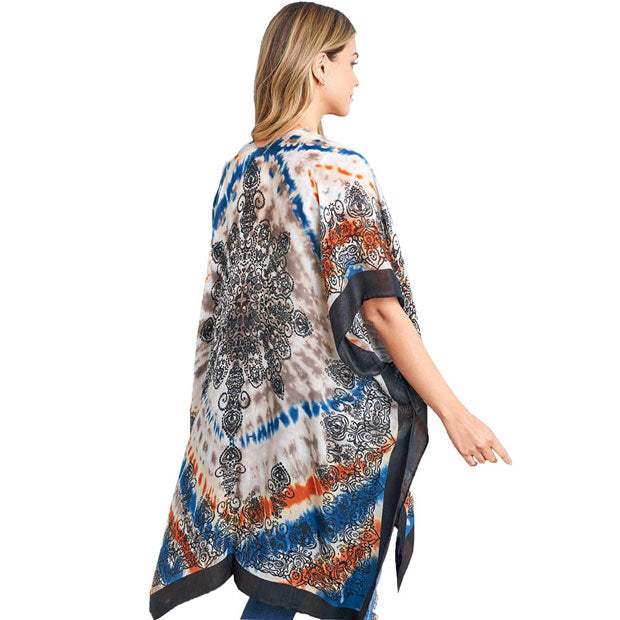 Tie Dye Boho Printed Cover Up Kimono Poncho - Madeline Love - Flyclothing LLC