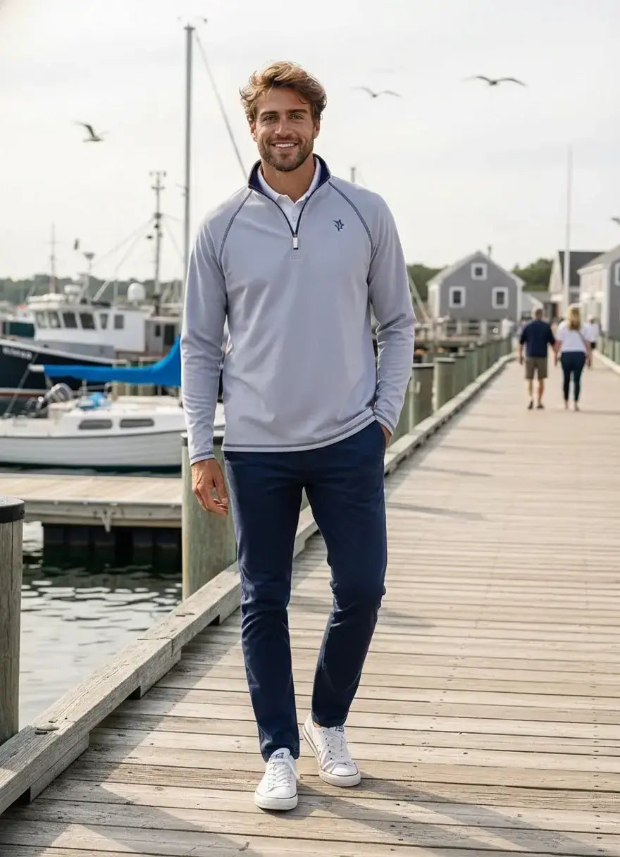 New Harbor Quarter Zip Effortless Comfort - White Water Life - Flyclothing LLC