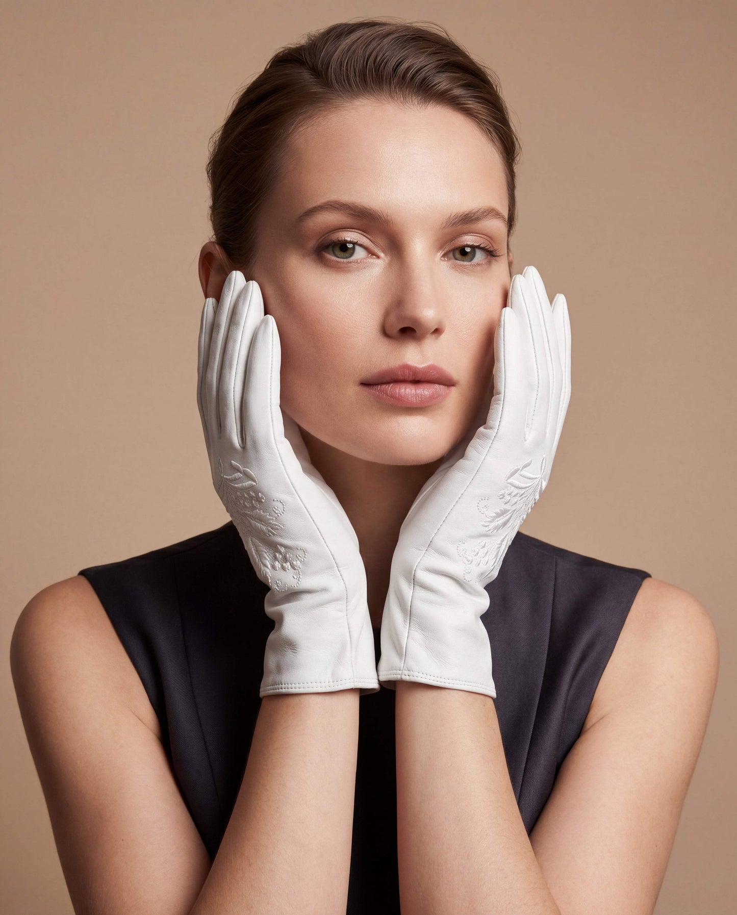 PZ01 (white) – Embroidered unlined Italian lambskin opera gloves - Leather Gloves Online - Flyclothing LLC