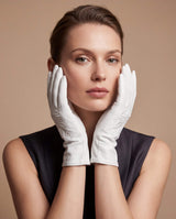 PZ01 (white) – Embroidered unlined Italian lambskin opera gloves - Leather Gloves Online - Flyclothing LLC