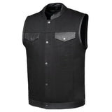 Nightrider - Men's Club Style Denim/Leather Motorcycle Vest - Unik Just for Bikers - Flyclothing LLC