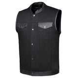 Nightrider - Mens Denim Leather Club Vest - Unik Just for Bikers - Flyclothing LLC