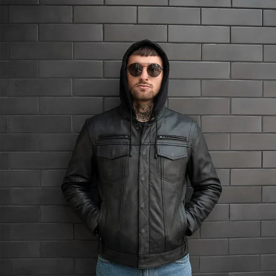 Nightstrike Men’s Motorcycle Leather Jacket - First Manufacturing Company - Flyclothing LLC