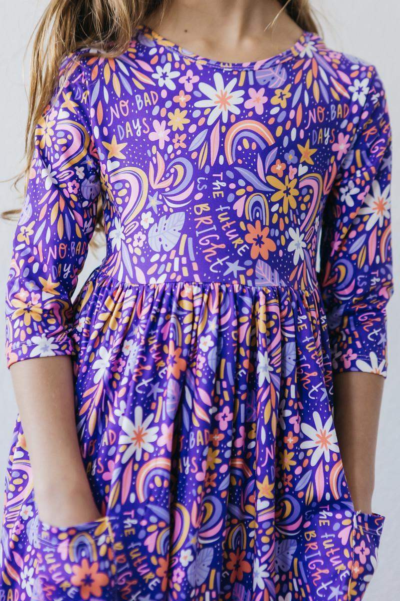 No Bad Days 3/4 Sleeve Pocket Twirl Dress - Mila & Rose ® - Flyclothing LLC