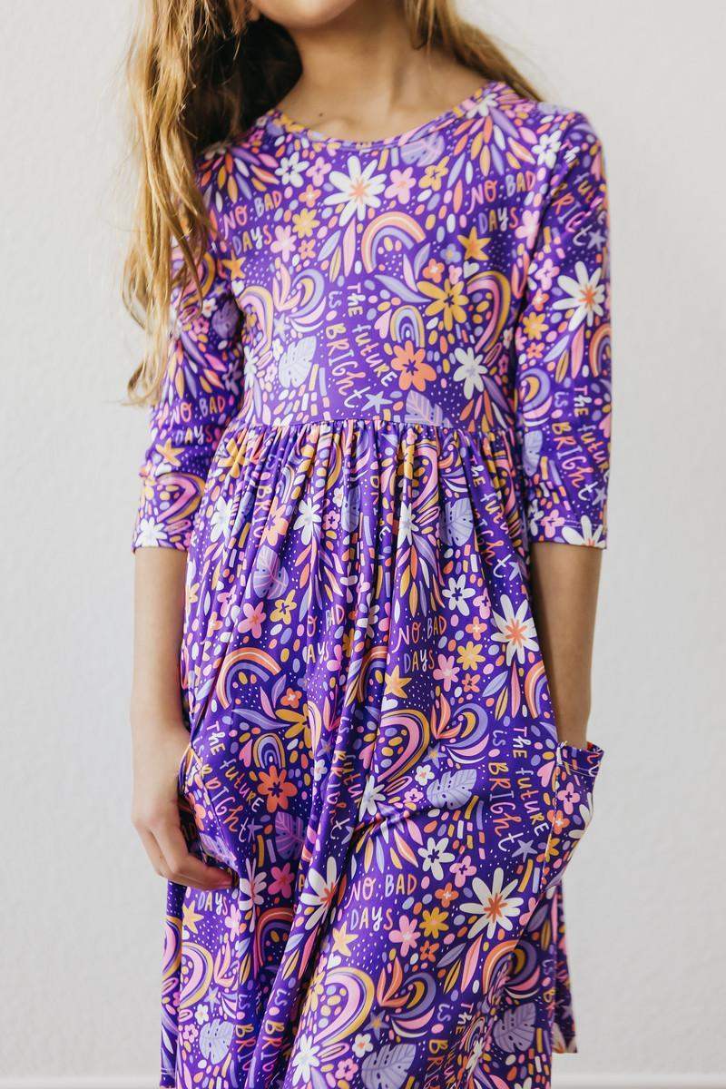 No Bad Days 3/4 Sleeve Pocket Twirl Dress - Mila & Rose ® - Flyclothing LLC