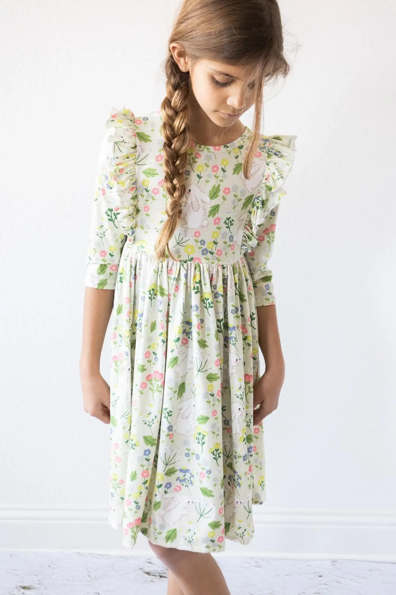 No Bunny Like You 3/4 Sleeve Ruffle Twirl Dress - Mila & Rose ® - Flyclothing LLC