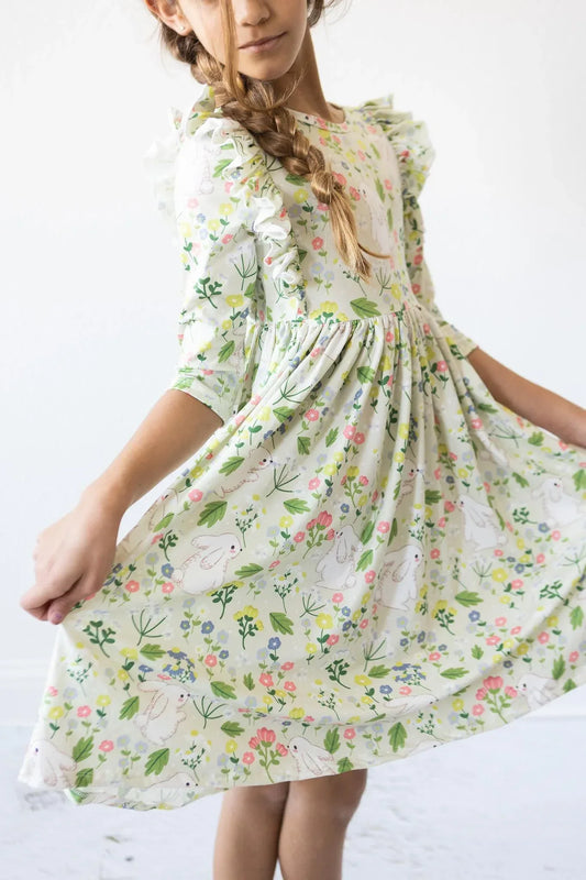 No Bunny Like You 3/4 Sleeve Ruffle Twirl Dress - Mila & Rose ® - Flyclothing LLC
