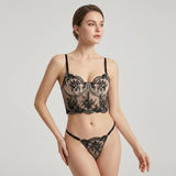 Noir Obsession Corset 2-Piece Lace Lingerie Set - Lingerie By Coco - Flyclothing LLC