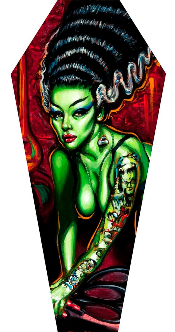 Black Market Art Company Novia del Monstro & Stretched Canvas Coffin Print