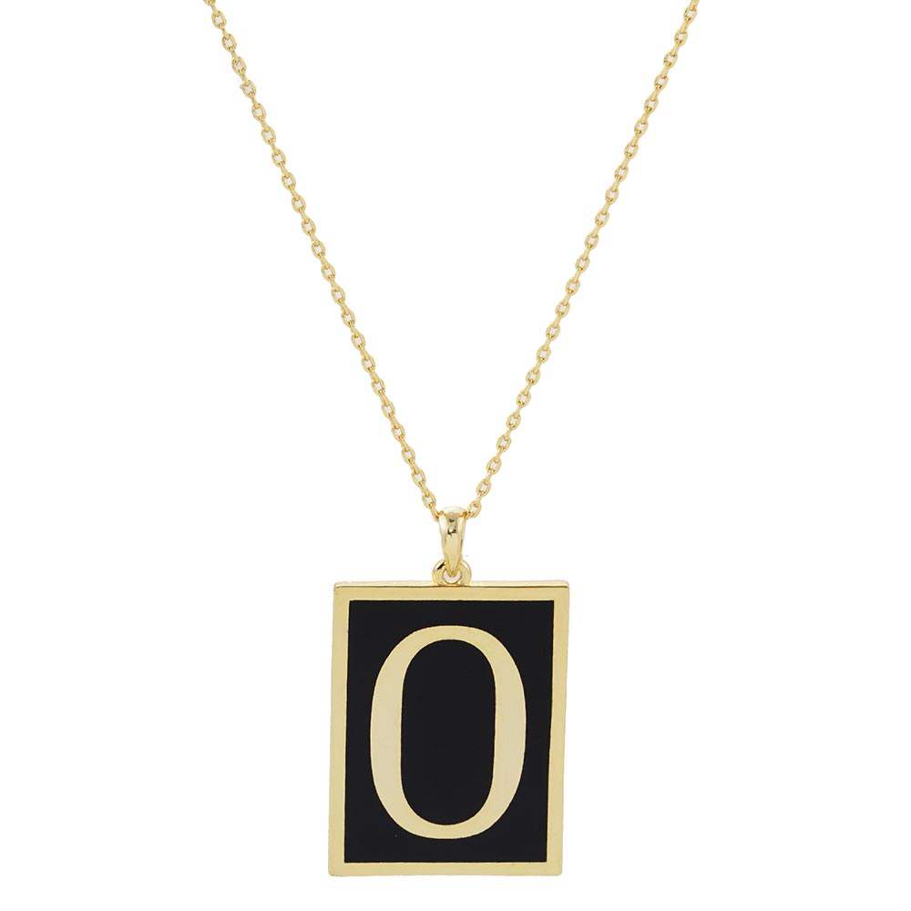 Gold Dipped Enamel Rectangle Monogram Pendant Necklace - Madeline Love - Flyclothing LLC