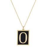 Gold Dipped Enamel Rectangle Monogram Pendant Necklace - Madeline Love - Flyclothing LLC