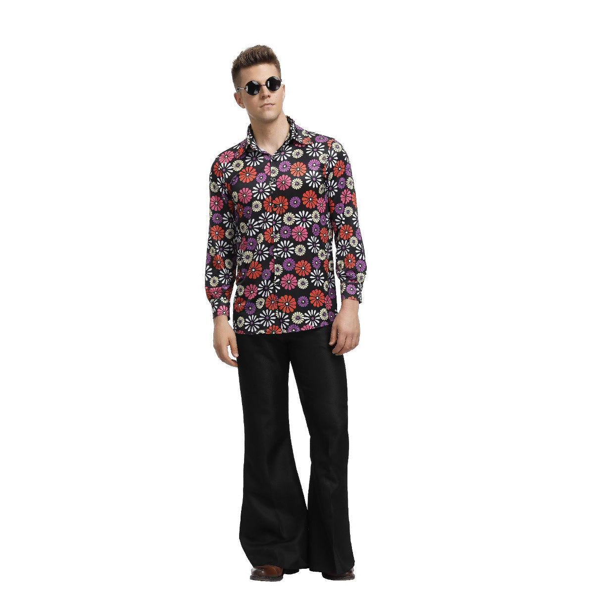 70s Disco Onesie Costume - Vintage Hippie Flower Power Jumpsuit for Couple Show & Theme Parties - SHOMICOBOUTIQUE - Flyclothing LLC