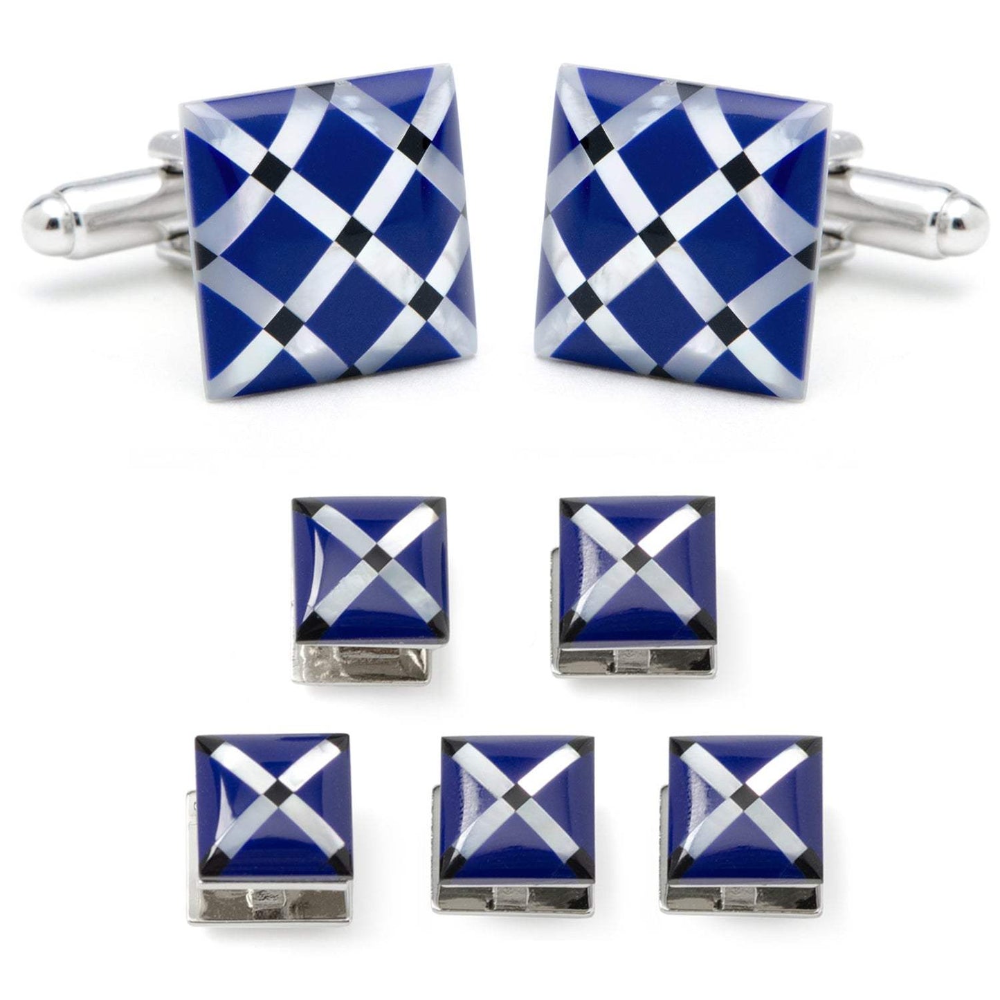 Mother of Pearl Diamond 5-Stud Set - Cufflinks.com - Flyclothing LLC