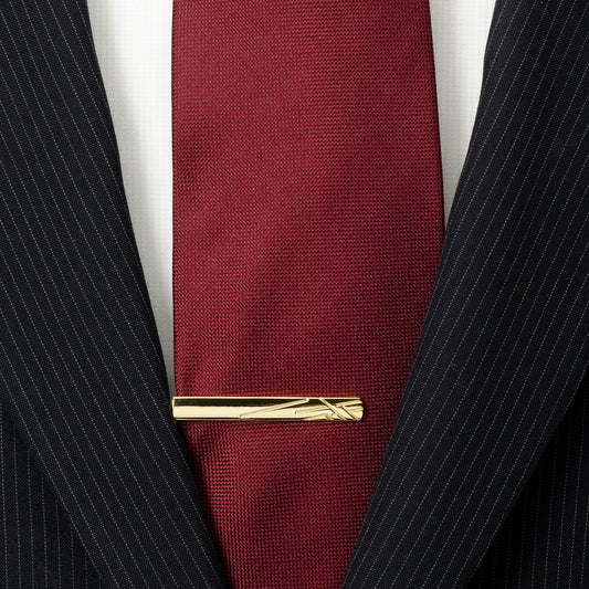 Gold Etched Lines Tie Clip