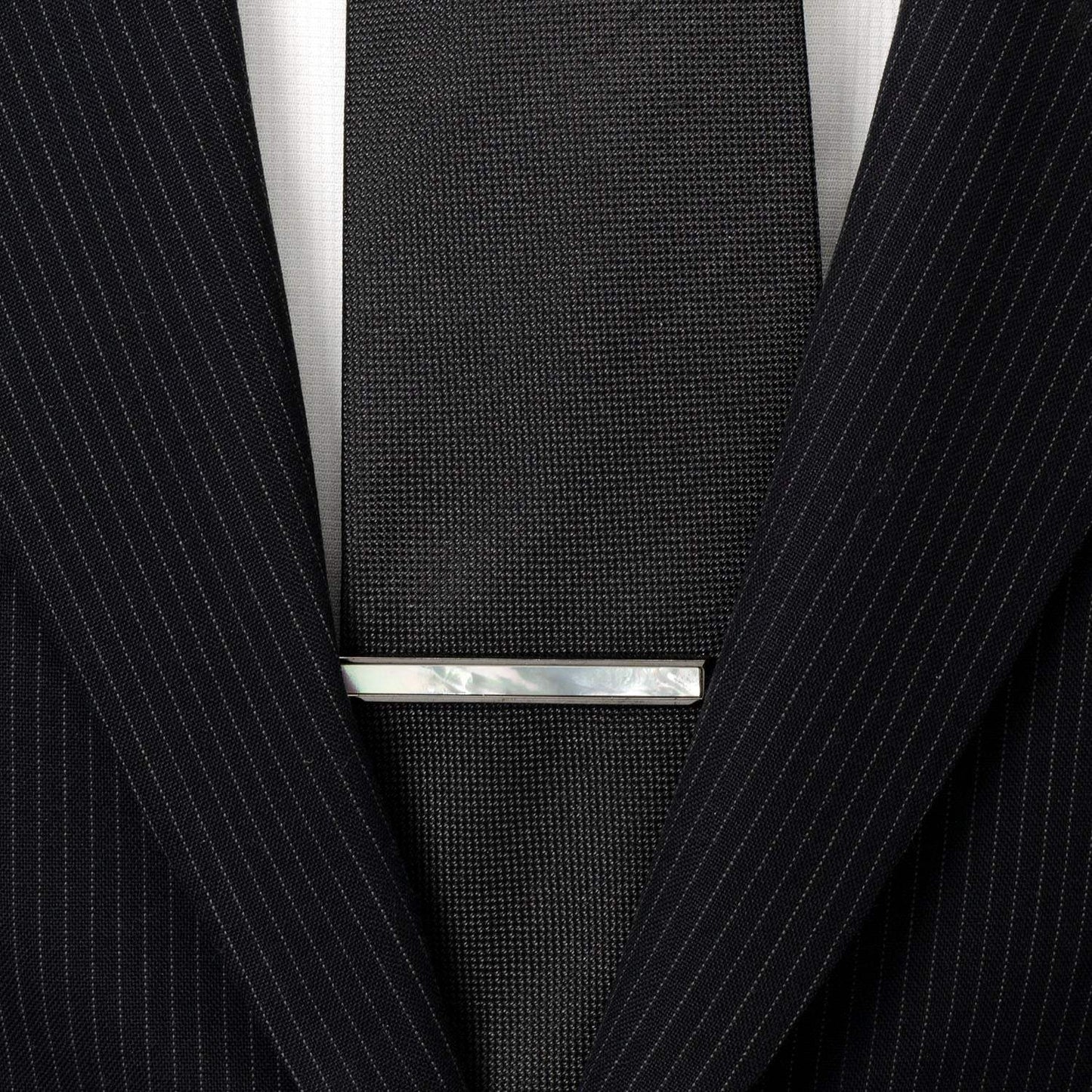 Gunmetal and Mother of Pearl Inlaid Tie Clip - Cufflinks.com - Flyclothing LLC