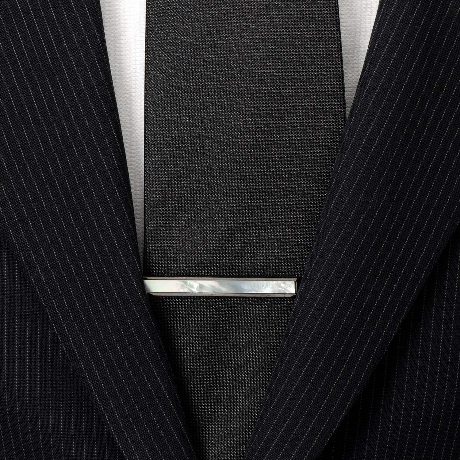 Gunmetal and Mother of Pearl Inlaid Tie Clip - Cufflinks.com - Flyclothing LLC