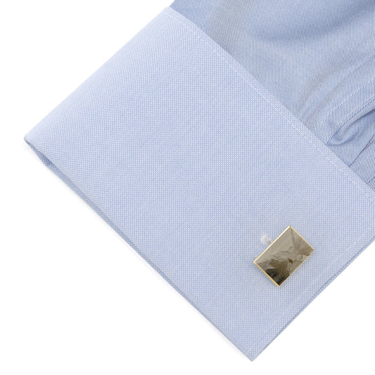 Custom Engraved Gold Plated Block Cufflinks