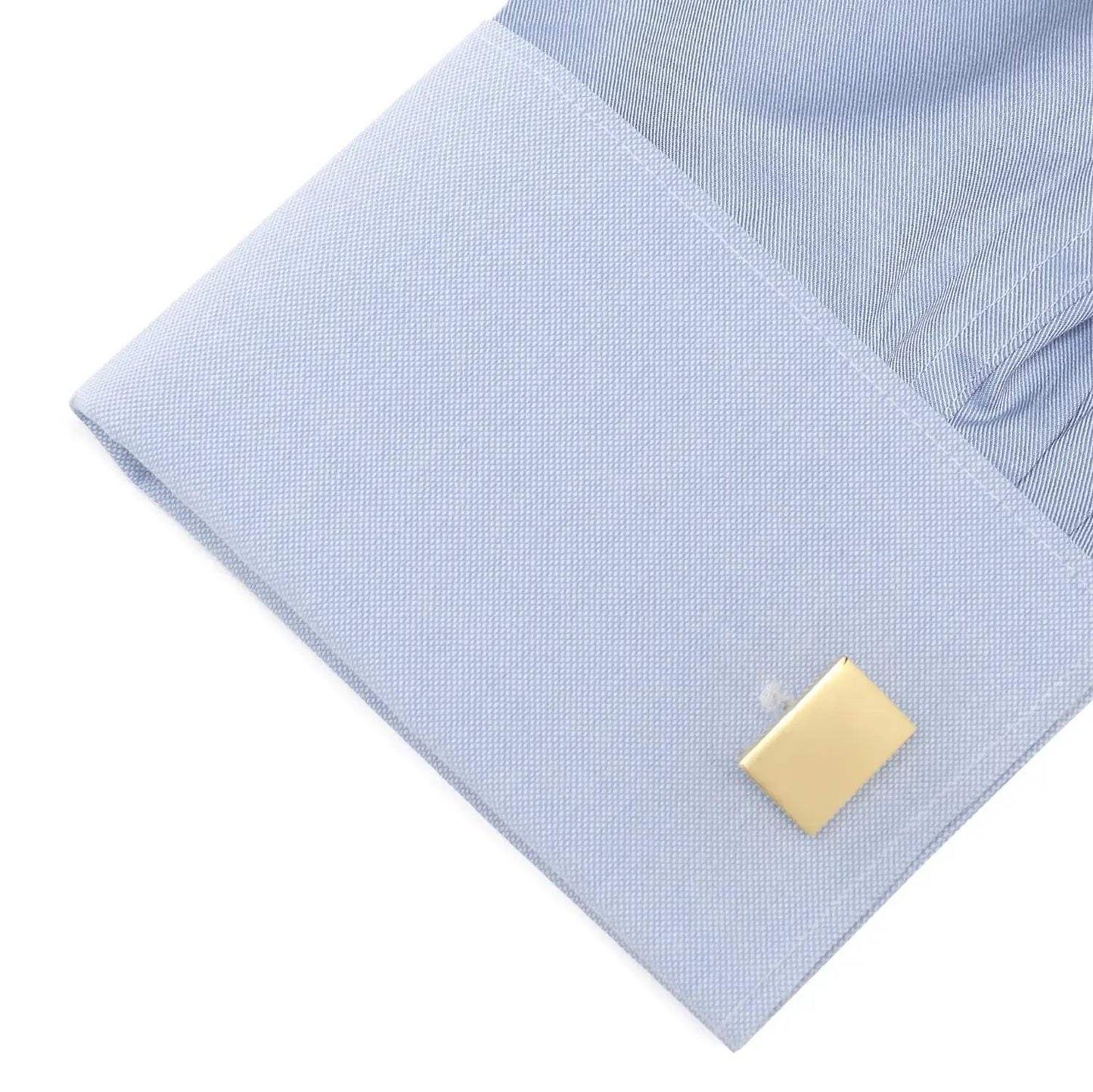 Stainless Steel Gold Plated Block Engravable Cufflinks - Cufflinks.com - Flyclothing LLC