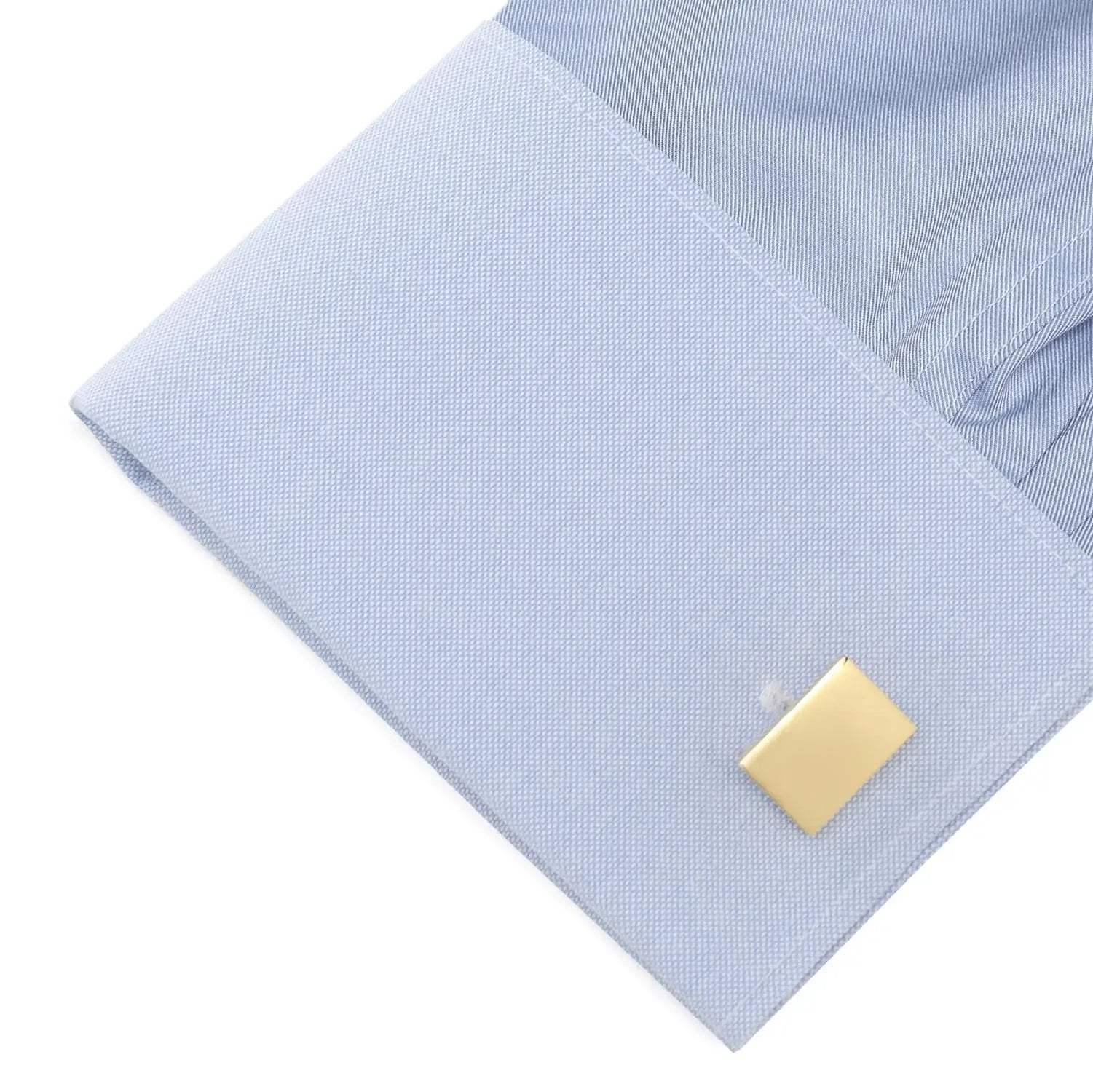 Stainless Steel Gold Plated Block Engravable Cufflinks - Cufflinks.com - Flyclothing LLC