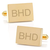 Stainless Steel Gold Plated Block Engravable Cufflinks - Cufflinks.com - Flyclothing LLC